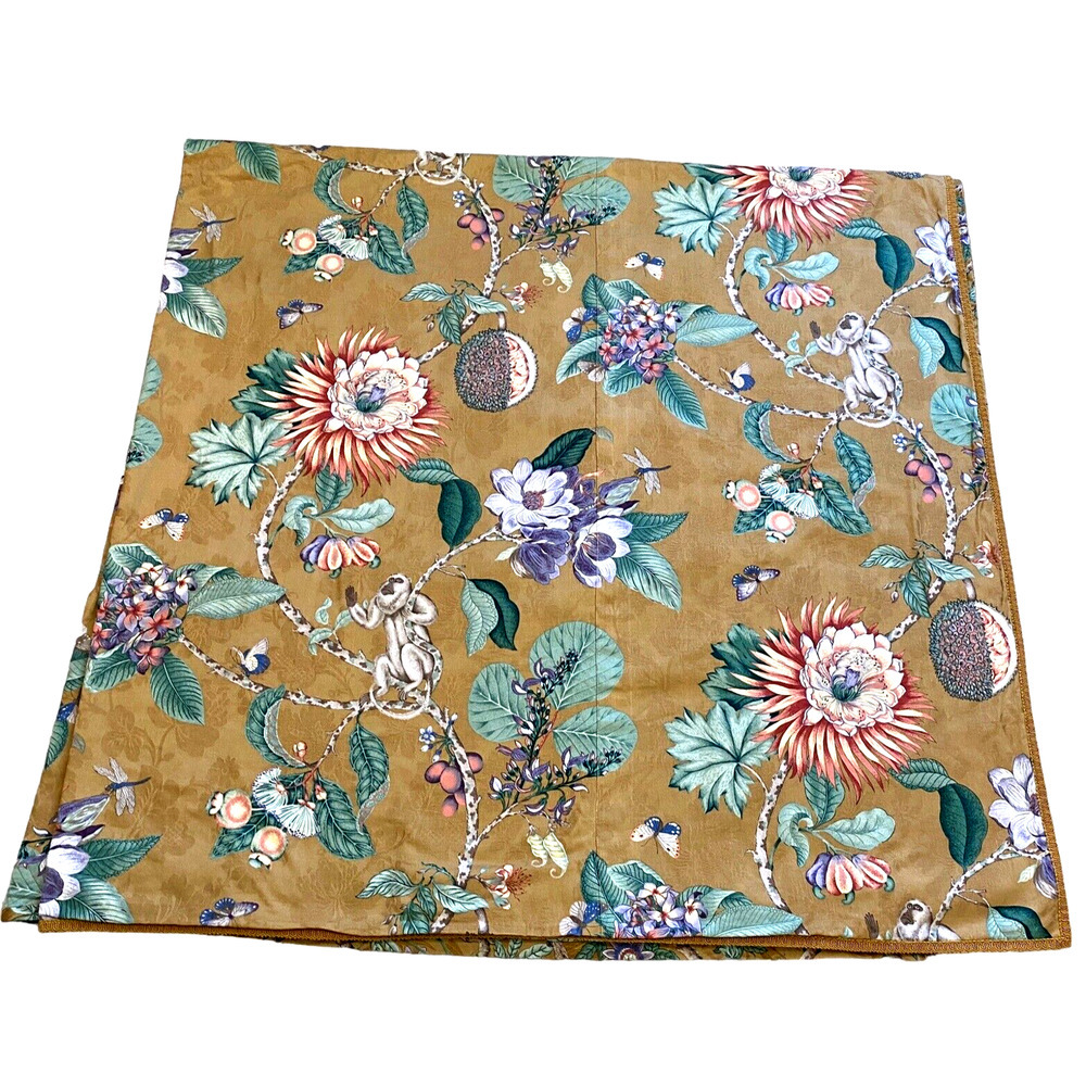 Custom Made Duvet Cover Vintage Designer Botanical Fabric 96x98 Floral/Monkeys2 - Picture 2 of 12